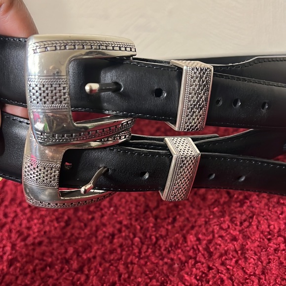 Onyx Brighton Black Leather and Silver Belt Men’s Size 42” (Bundle of 2) - Picture 3 of 13